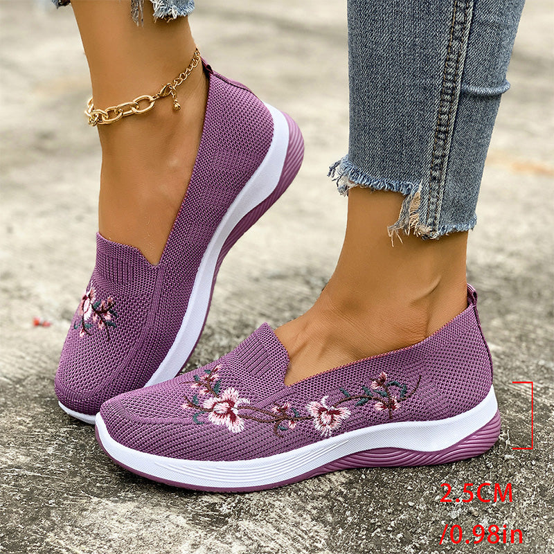 Grace – Dames Ademende Bloemen Mesh Schoenen met Gevoerde Zool