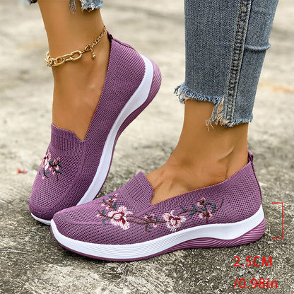 Grace – Dames Ademende Bloemen Mesh Schoenen met Gevoerde Zool