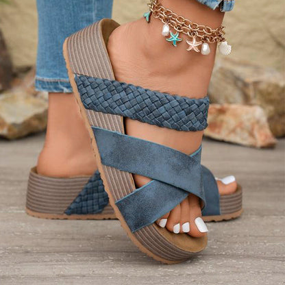 Heidi – Dames Sandalen met Lage Sleehak van PU voor Comfort de Hele Dag
