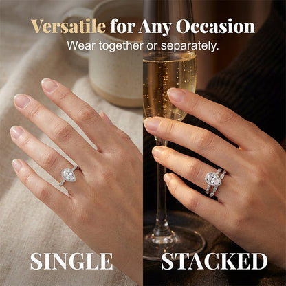 Claire – Vintage Perenvormige Zirkoon Tweedelige Ringen Set