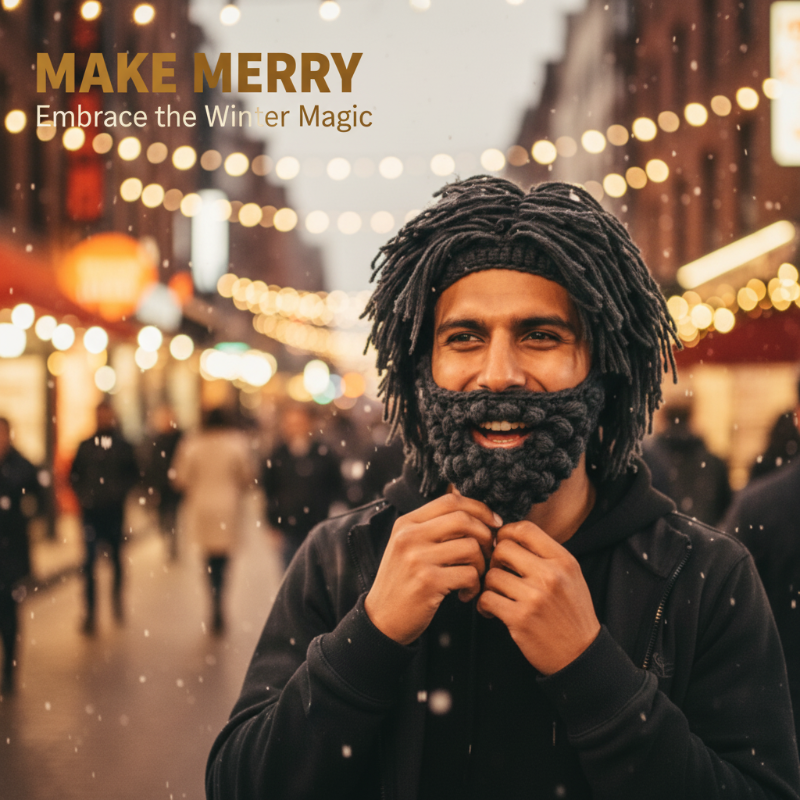 Ronan – Gebreide Muts met Pruik en Baard voor Warmte en Stijl