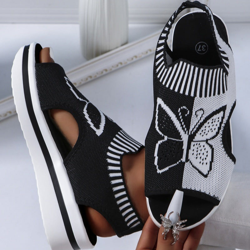 Mia – Dames Ademend Peeptoe Plateau Slippers