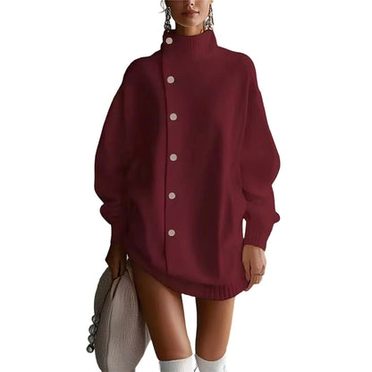 Heidi – Dames Oversize Gebreide Cardigan met Hoge Kraag