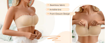 SlipFree™ Naadloze Bandeau BH met Voorsluiting | 1+1 GRATIS