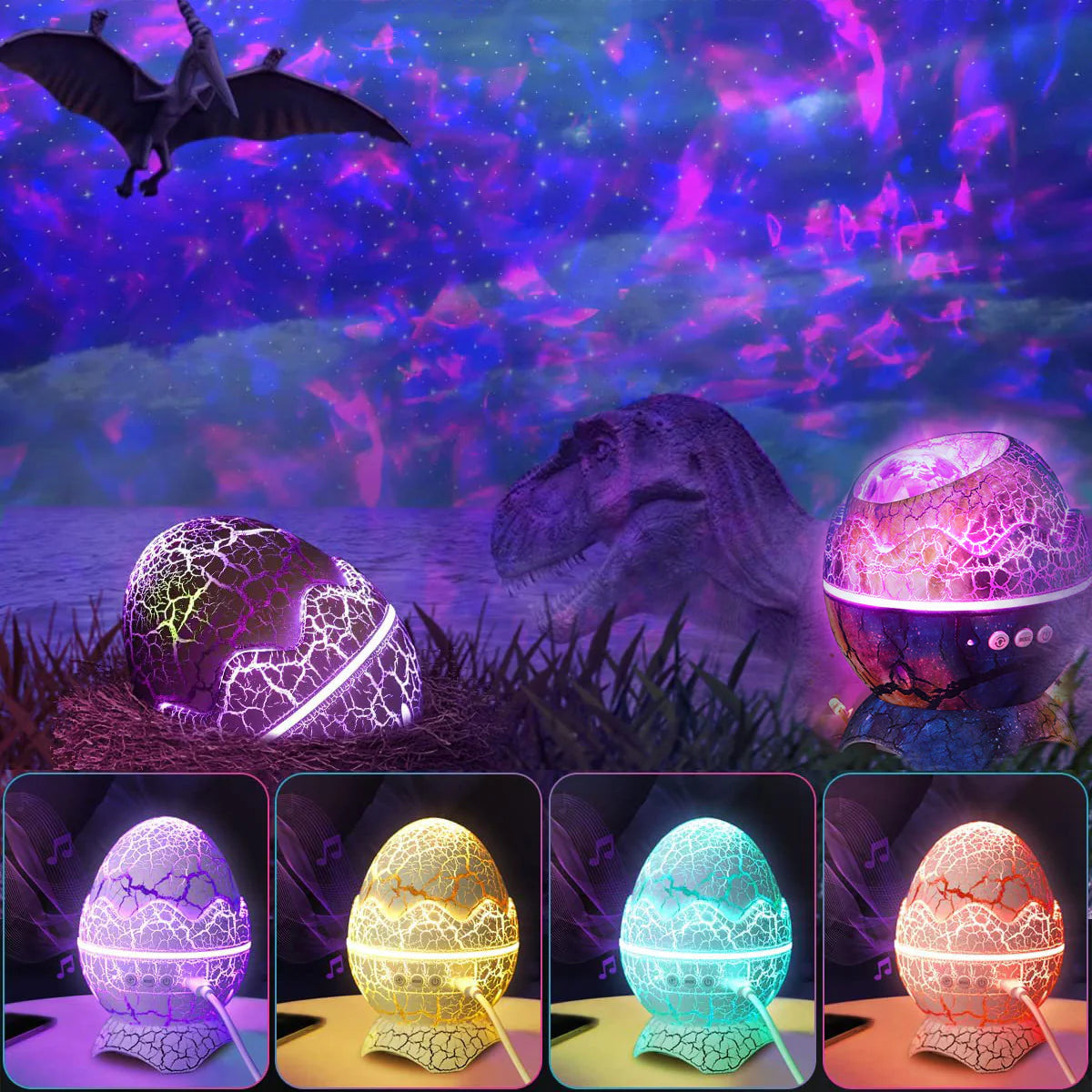 Projectorlamp Behuizing van een Gebroken Dinosaurusei – Transformeer Direct Je Kamer
