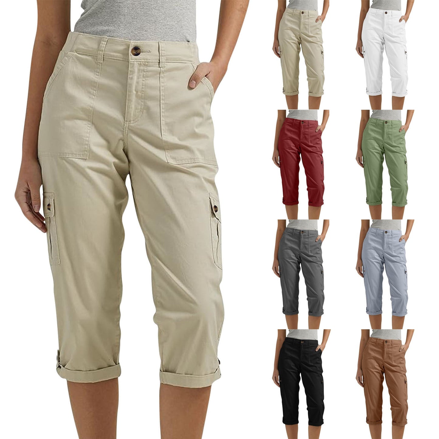 Heidi – Dames Capri Broek met Stretch en Praktische Zakjes