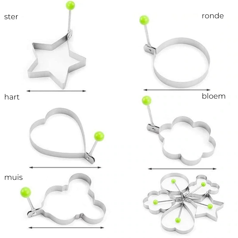 Roestvrijstalen gebakken eiervormen