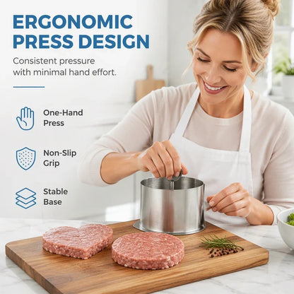 SizzleForm Stalen Hamburgerpers – Perfecte Burgers, Elke Keer