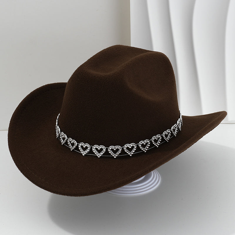 Amelia — Elegante Fedora Hoed met Hart van Strassstenen