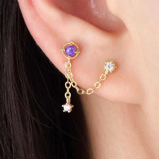 Mysterie paarse opaal ketting oorbel