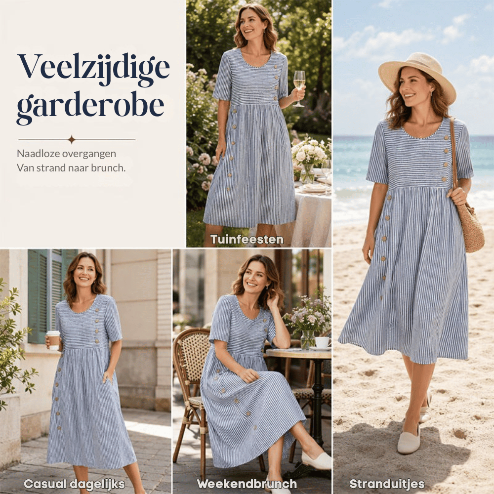 Evie — Gestreepte Maxi Jurk | 50% KORTING