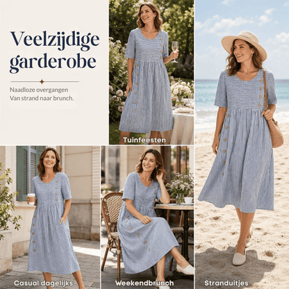 Evie — Gestreepte Maxi Jurk | 50% KORTING