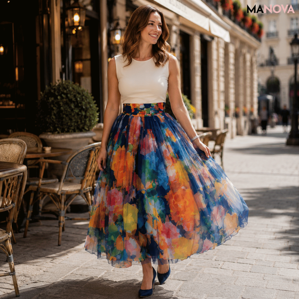 Sofia — Bloemenrok met Klokvorm | 50% KORTING