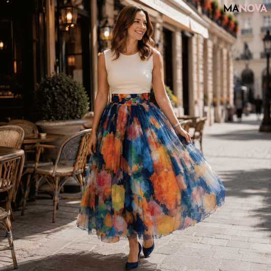 Sofia — Bloemenrok met Klokvorm | 50% KORTING