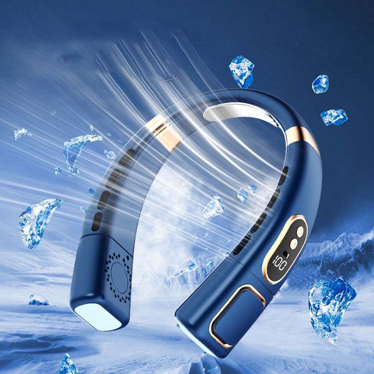 Bladloze hangende nekventilator met digitaal display en licht