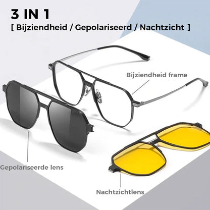 3-in-1 magnetische gepolariseerde zonnebril