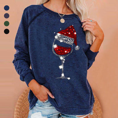 Kerst sweatshirt met wijnglasprint | 50% KORTING