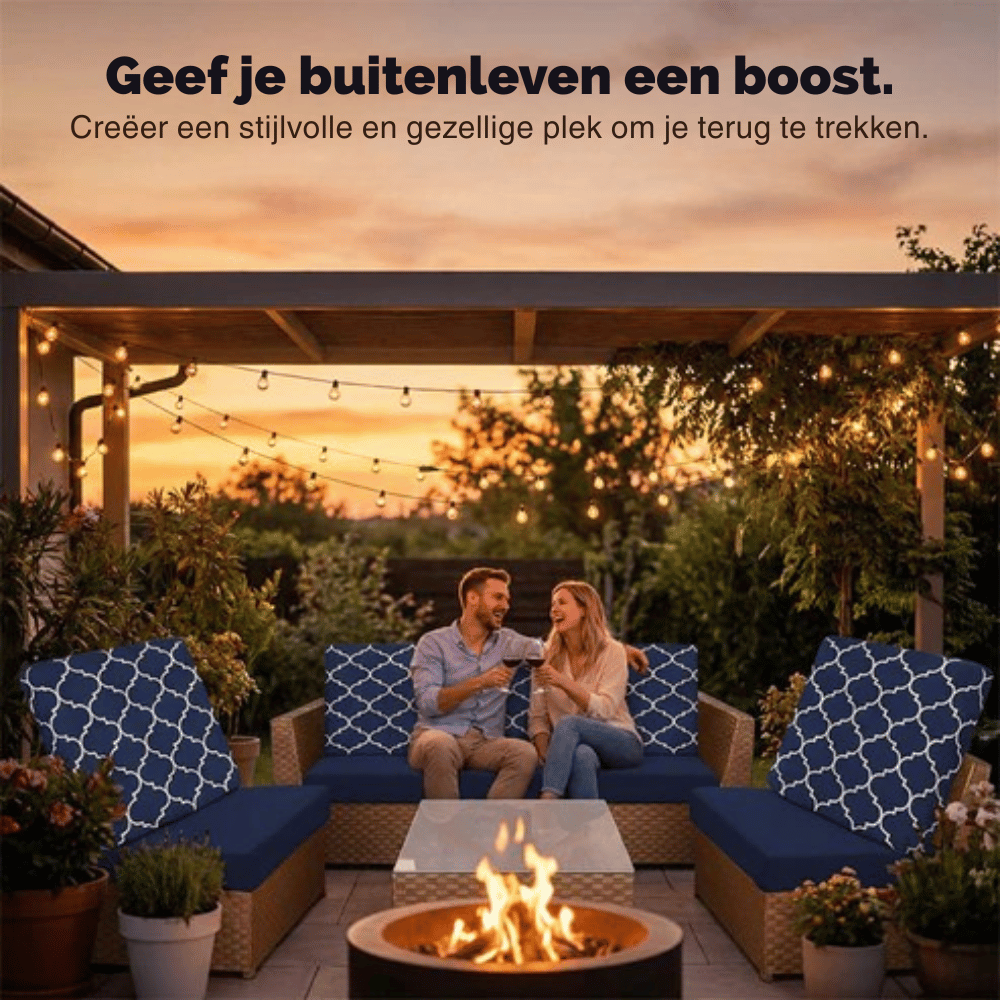 LuxeFit — Spatbestendige Terraskussenhoezen | 50% KORTING