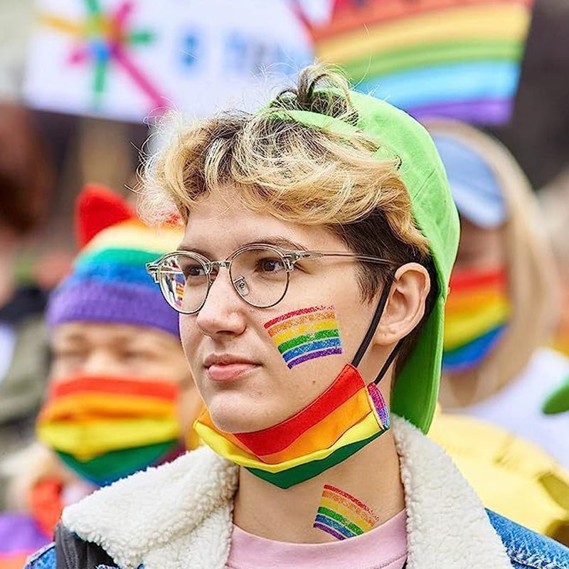 Rainbow face body paint