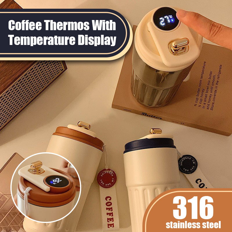 Draagbare Koffiethermos - Temperatuurdisplay Voor Perfecte Warmtebehoud
