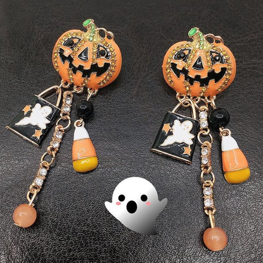 Pumpkin Ghost Creative Halloween-oorbellen met kwastjes