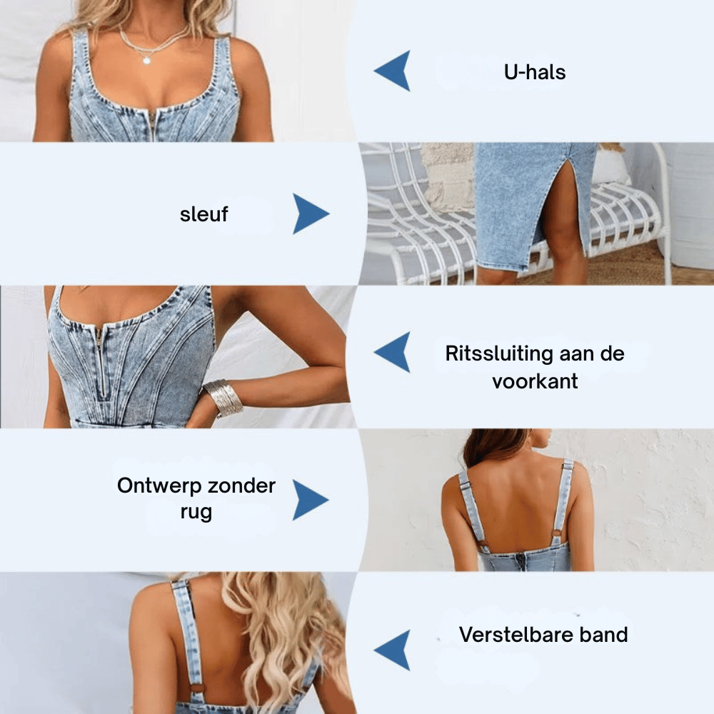 Angela – Denim Bodycon Jurk | 50% KORTING
