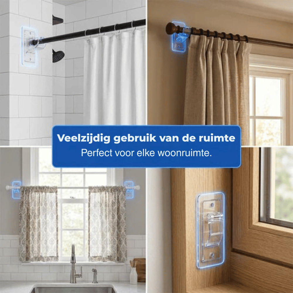 ClearHold — Kleefhouders voor Gordijnen 4-delige set | 50% KORTING