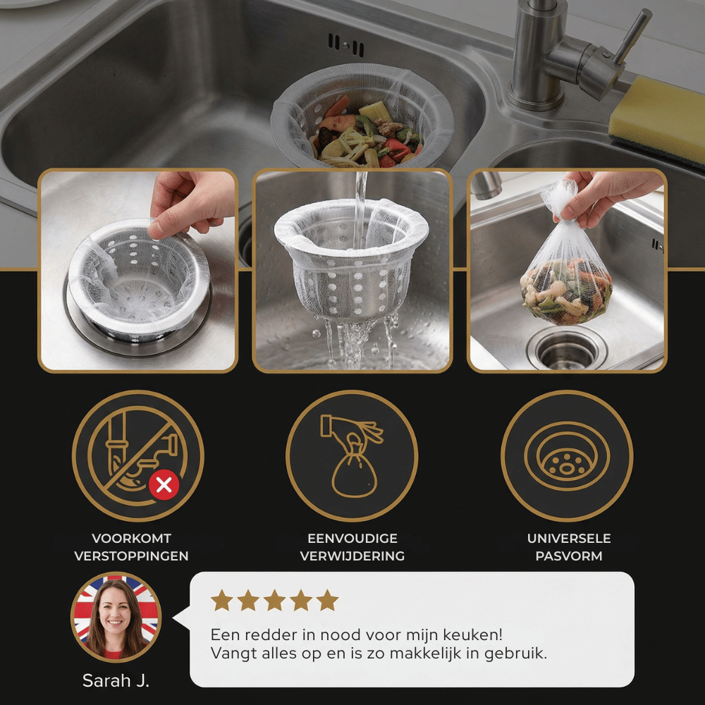 ClearFlow — 100 stuks Wegwerp Afvoernetten | 1+1 GRATIS