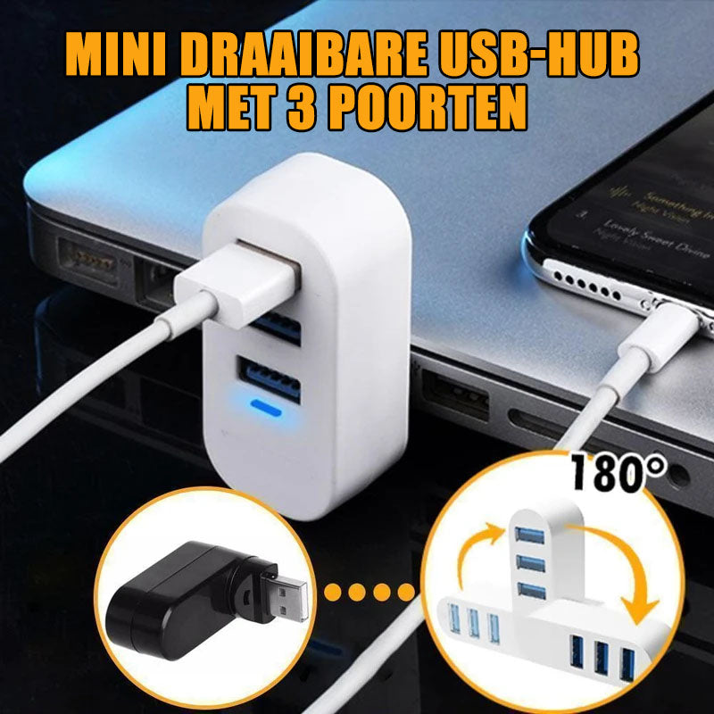 Mini draaibare 3-poorts USB-hub