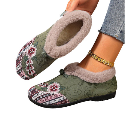 Sophie — Verwarmde Schoenen met 3D Borduurwerk en Antislipzool