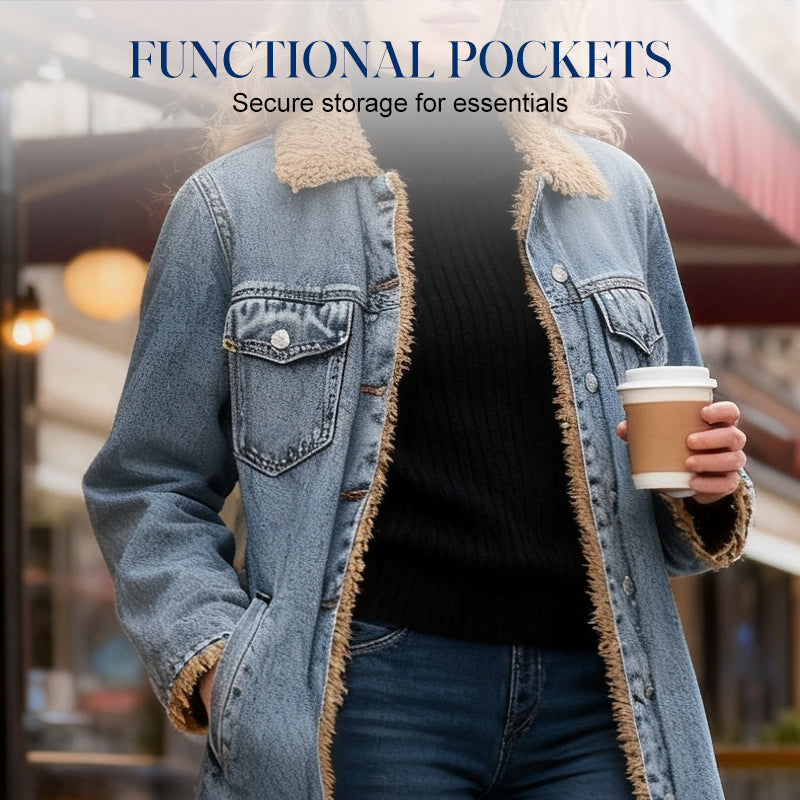 Lans – Warme, lange, gevoerde spijkerjas voor dames