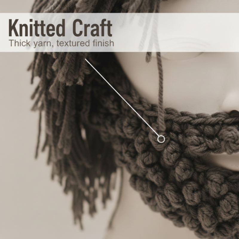 Ronan – Gebreide Muts met Pruik en Baard voor Warmte en Stijl