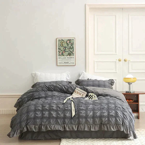 LaceBreeze™ 200 x 230 cm - 4-delige zomerbeddengoedset van ijskoud seersucker