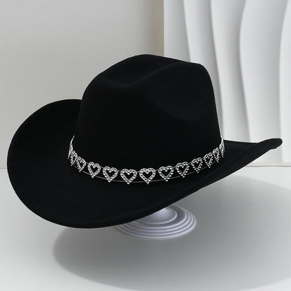 Amelia — Elegante Fedora Hoed met Hart van Strassstenen