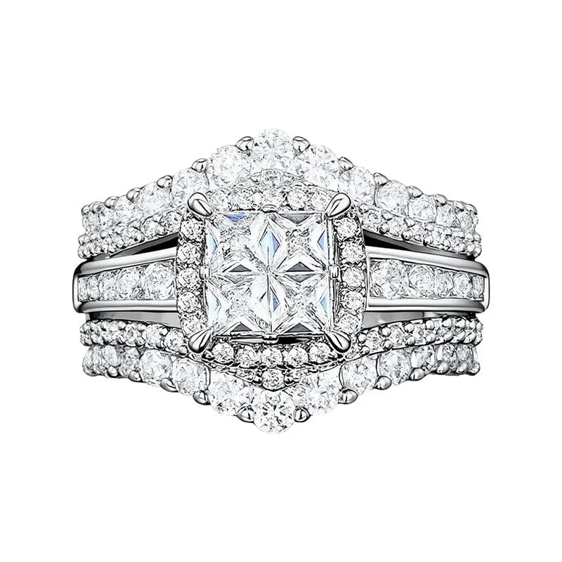 Juliana – Prinsesgeslepen Zirkonen Ring met Witgoud Look