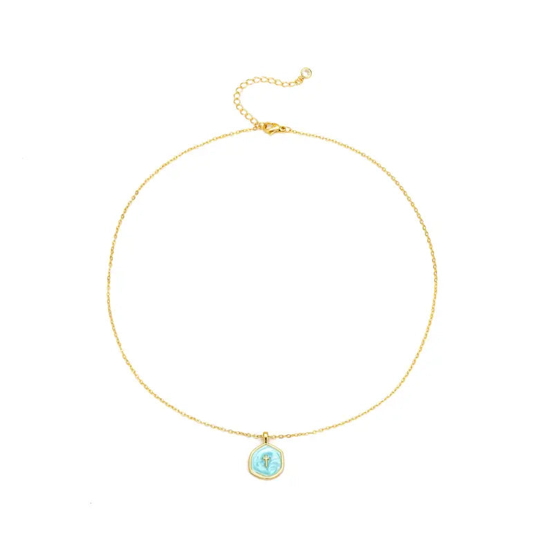 Arianna – Ketting met kruis hanger van roestvrij staal met parelmoer glans