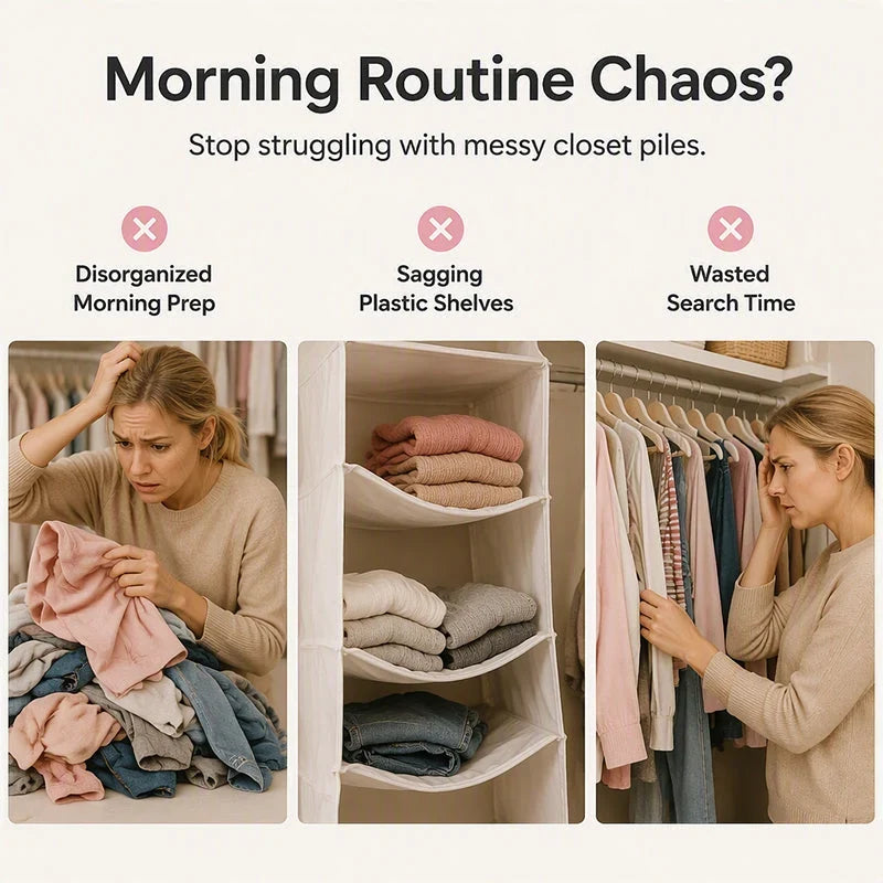 ClarityNest Hangende Organizer met 5 Compartimenten – Makkelijke Orde in de Kast