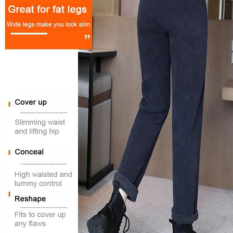 Home – Hoge taille ribbroek met fleecevoering voor een gezellige stijl