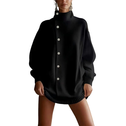 Heidi – Dames Oversize Gebreide Cardigan met Hoge Kraag