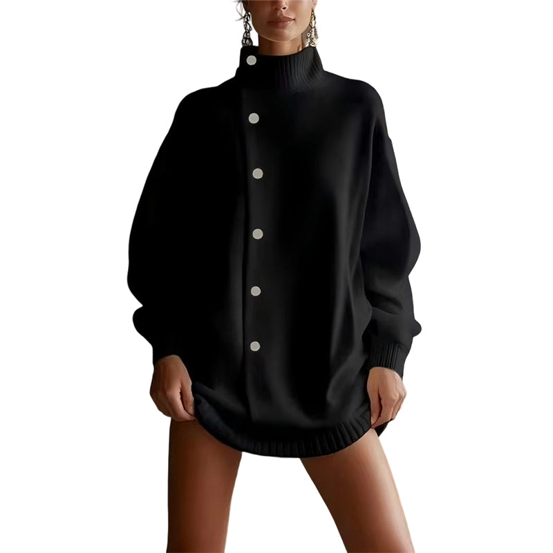 Heidi – Dames Oversize Gebreide Cardigan met Hoge Kraag