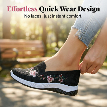 Grace – Dames Ademende Bloemen Mesh Schoenen met Gevoerde Zool