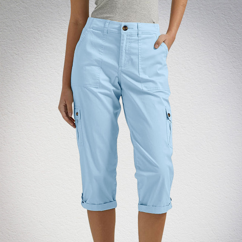 Heidi – Dames Capri Broek met Stretch en Praktische Zakjes