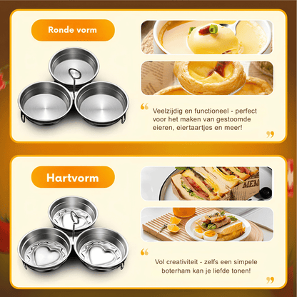 SwiftSteam — 3-Kops RVS Eierpocheerder | 1+1 GRATIS