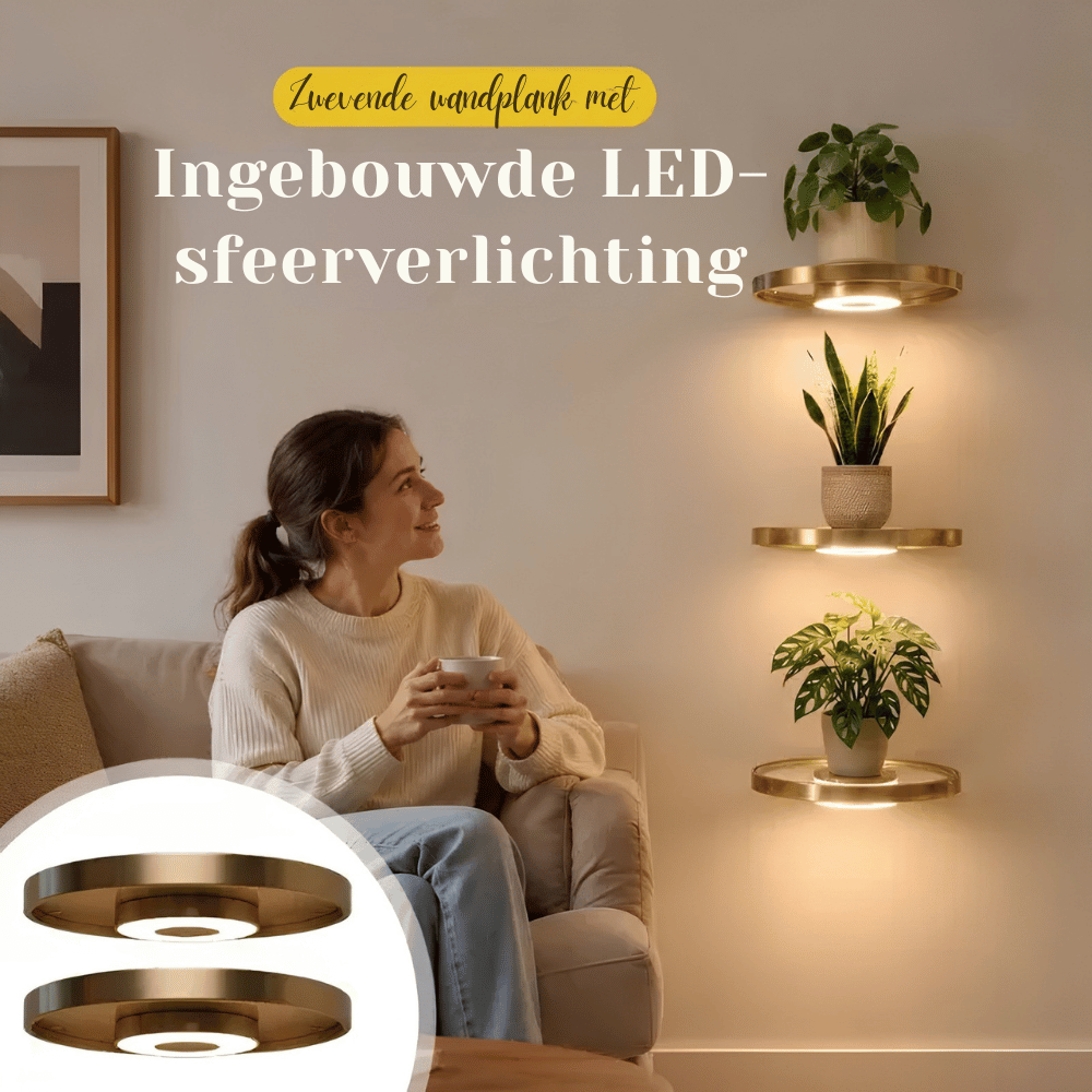GlowingGold — LED Zwevend Plantenwandrek | 50% KORTING