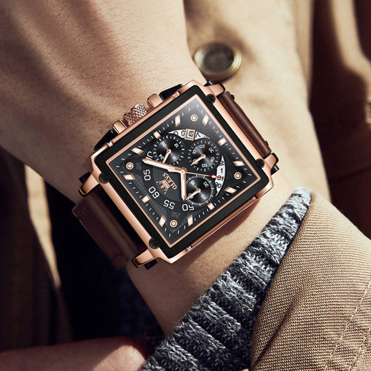 Lichtgevend Luxe Square Business Quartz horloge