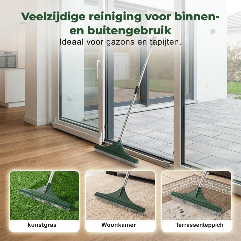 TurboSweep — Telescopische Hark voor Gazon & Tapijt | 50% KORTING