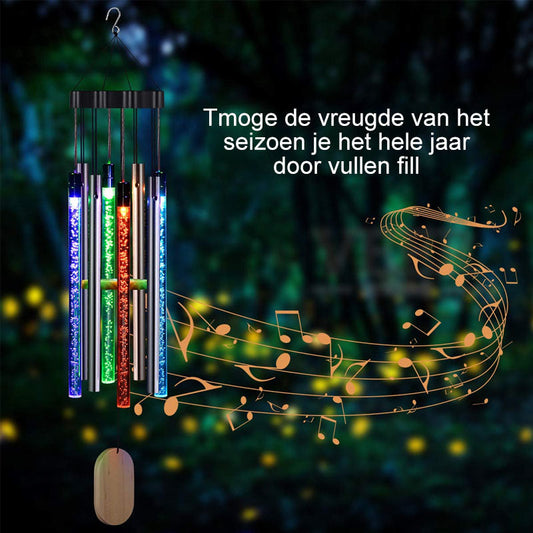 Muzikaal windgong op zonne-energie