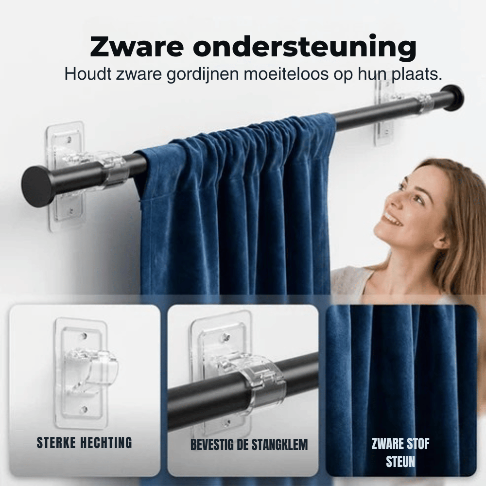 ClearHold — Kleefhouders voor Gordijnen 4-delige set | 50% KORTING