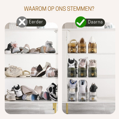 ShoeStack 4 stuks – Verstelbare Dubbele Schoenenorganizer | 50% KORTING