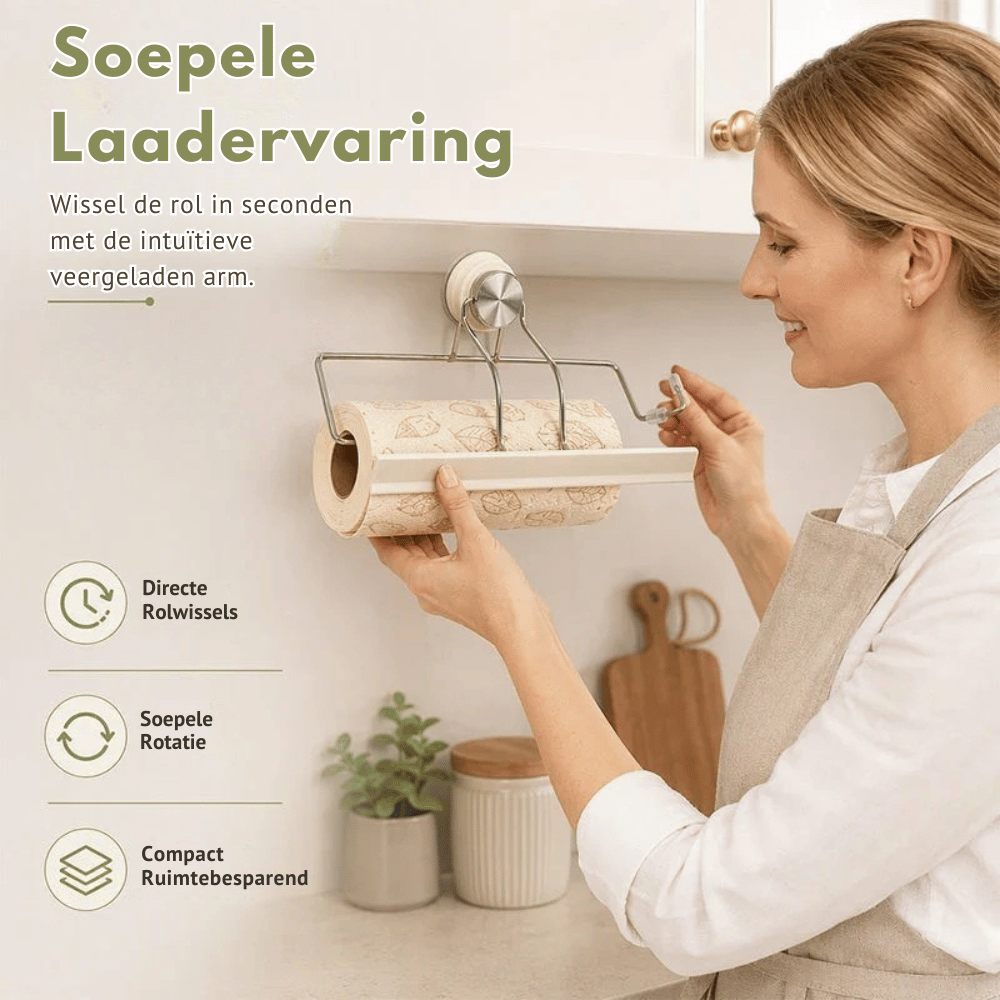 EffortEase — Zuignap Keukenrolhouder | 50% KORTING